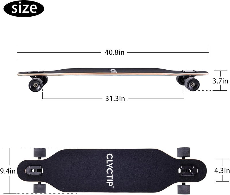 CLYCTIP 41 Inch Longboard Skateboard,9-Ply Maple,ABEC-11 Bearings,Complete Skateboard for Cruising, Carving, Downhill and Free-Style - Image 5